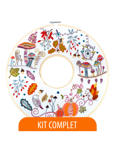 Kit de broderie traditionnelle "Couronne d'automne - Kit complet" de Un Chat dans l'aiguille